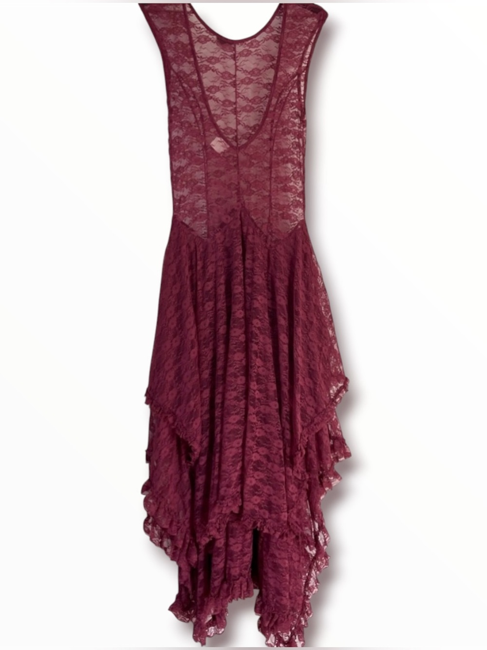 FP Intimately ‘French Courtship’ Asymmetrical Maxi Slip Dress in Red Vintage XS - Picture 7 of 13